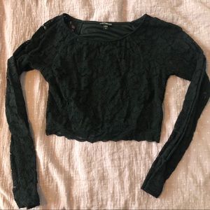 Black lace crop top